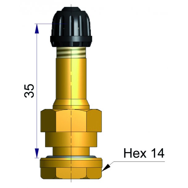 Messing tubeless ventielen 35 mm Doos van 10st (Truck)
